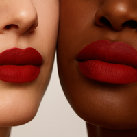 red lipstick on models 