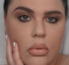 beige nude lipstick and brown lip liner set 